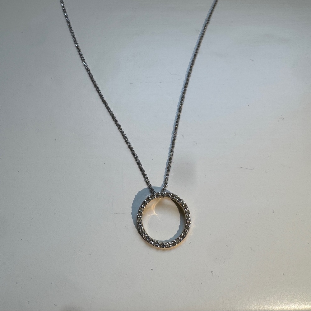 Elegant Diamond Necklace with Circular Pendant